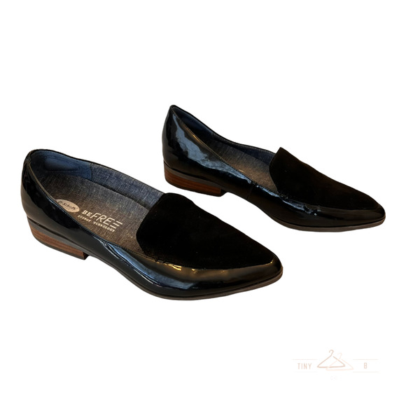 Dr. Scholl's Pointed Toe Faux Leather Suede Black Loafers Slip On Comfort 7M - Picture 5 of 6